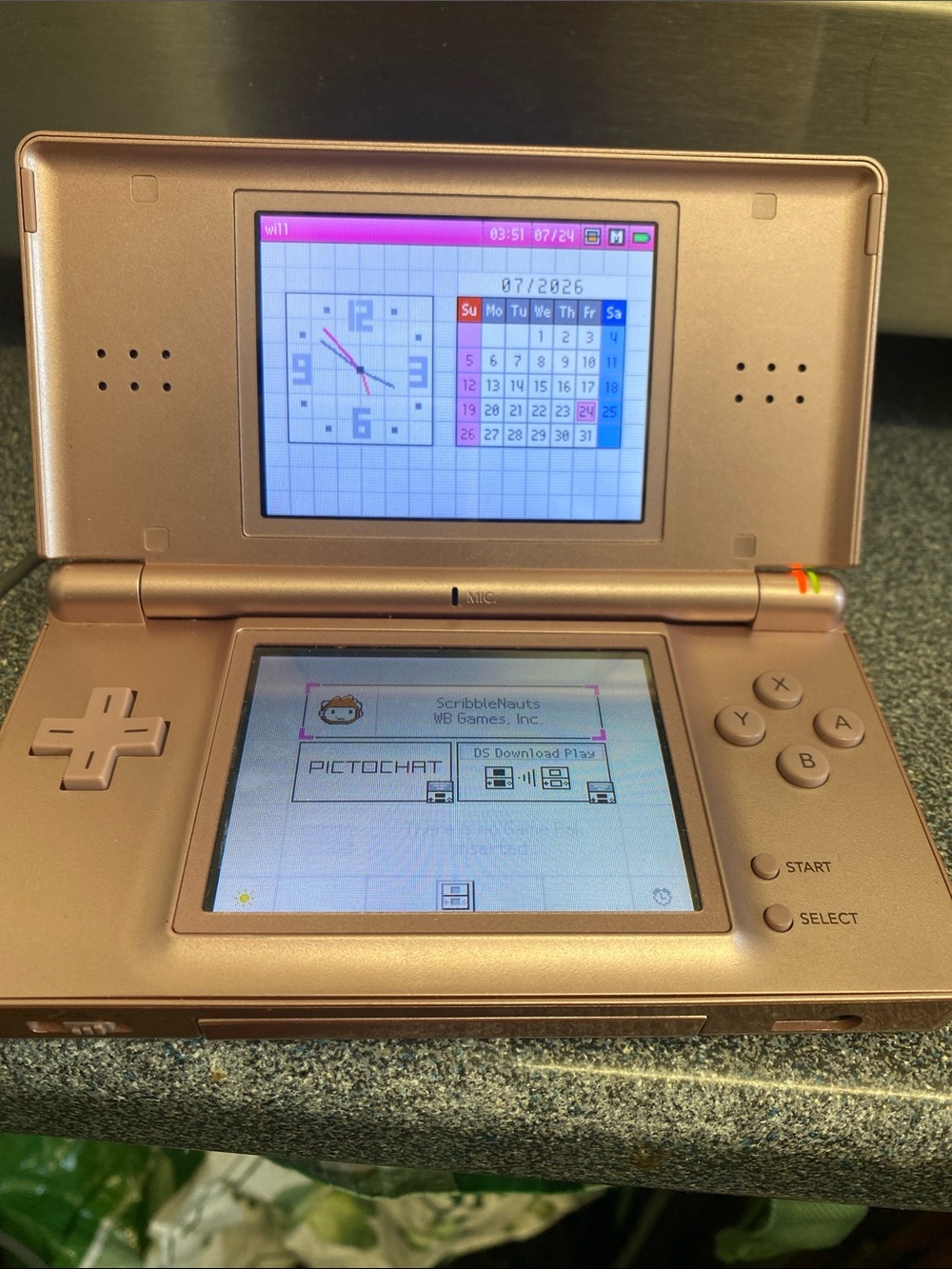 Nintendo DS Lite Handheld Console - Rose Gold With One Game Stylus And Charger